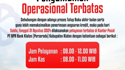 Pengumuman operasional terbatas angsuran kredit
