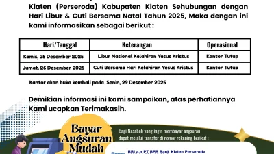 Pengumuman hari libur dan cuti bersama 25-26 desember 2025