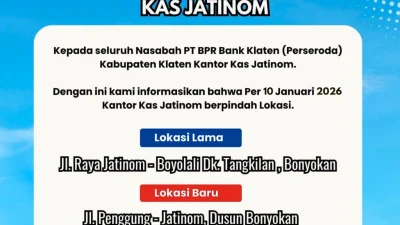 Pengumuman pindah lokasi kantor kas jatinom